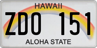 HI license plate ZDO151