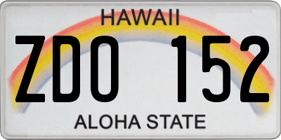 HI license plate ZDO152