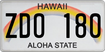 HI license plate ZDO180