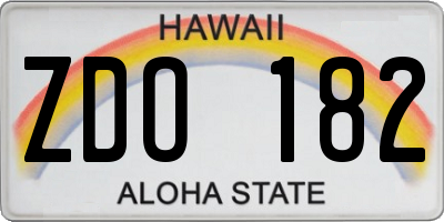 HI license plate ZDO182