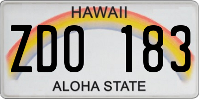 HI license plate ZDO183