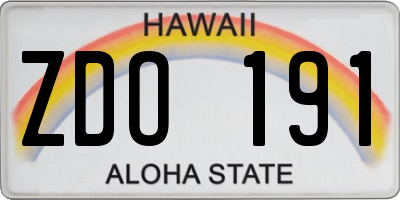 HI license plate ZDO191