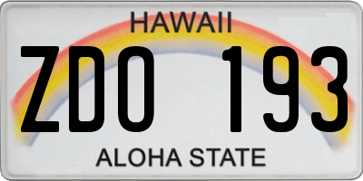 HI license plate ZDO193