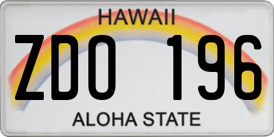 HI license plate ZDO196