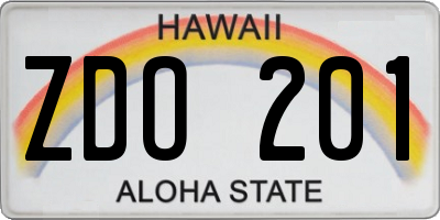 HI license plate ZDO201