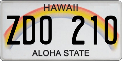 HI license plate ZDO210