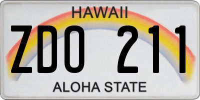 HI license plate ZDO211