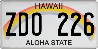 HI license plate ZDO226