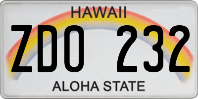 HI license plate ZDO232