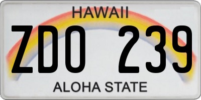 HI license plate ZDO239