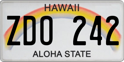 HI license plate ZDO242