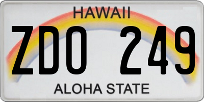 HI license plate ZDO249