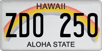HI license plate ZDO250