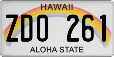 HI license plate ZDO261