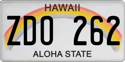 HI license plate ZDO262