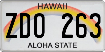 HI license plate ZDO263
