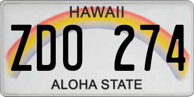 HI license plate ZDO274