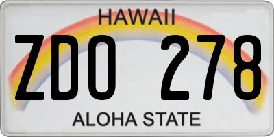 HI license plate ZDO278