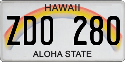 HI license plate ZDO280