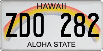 HI license plate ZDO282