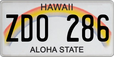 HI license plate ZDO286