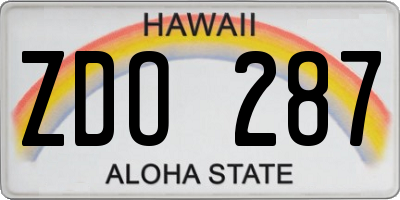 HI license plate ZDO287