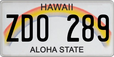 HI license plate ZDO289