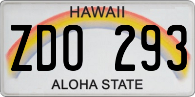 HI license plate ZDO293