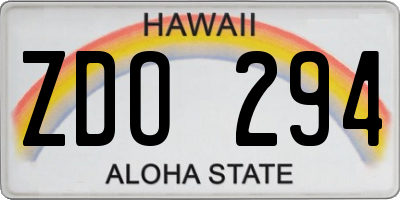 HI license plate ZDO294