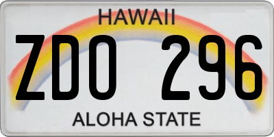 HI license plate ZDO296