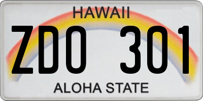 HI license plate ZDO301