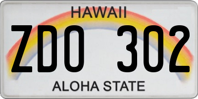 HI license plate ZDO302