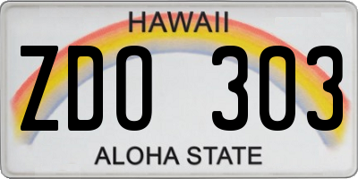 HI license plate ZDO303