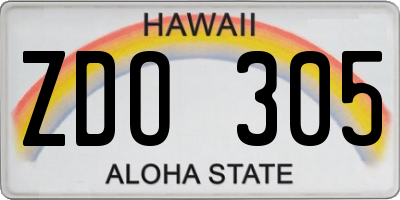 HI license plate ZDO305