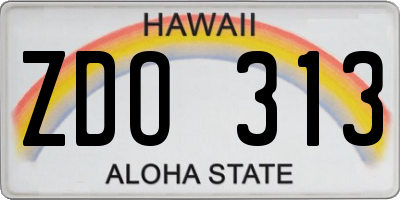 HI license plate ZDO313