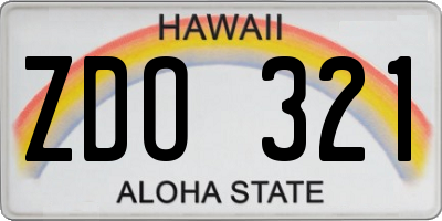 HI license plate ZDO321