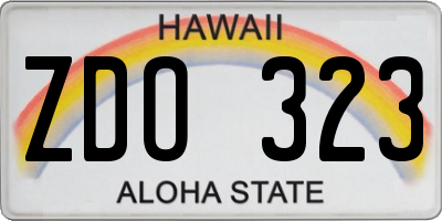 HI license plate ZDO323