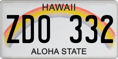 HI license plate ZDO332