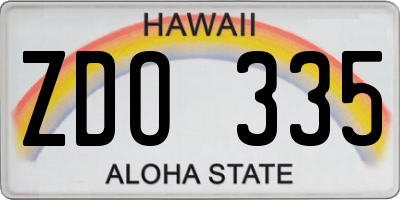 HI license plate ZDO335