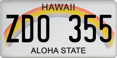 HI license plate ZDO355