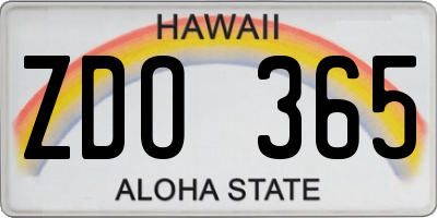 HI license plate ZDO365