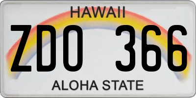 HI license plate ZDO366