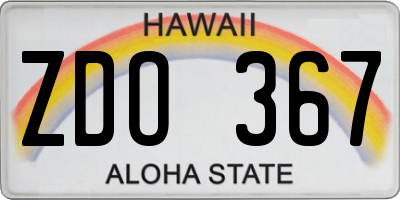 HI license plate ZDO367