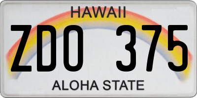 HI license plate ZDO375