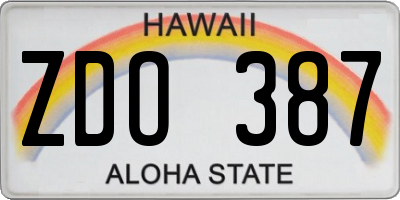 HI license plate ZDO387