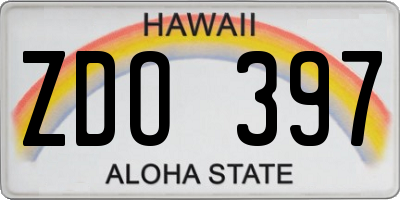 HI license plate ZDO397