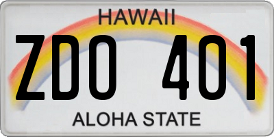 HI license plate ZDO401
