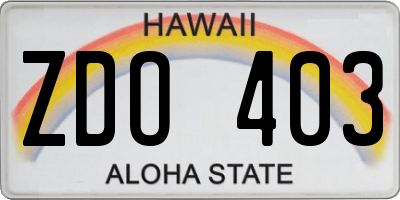 HI license plate ZDO403