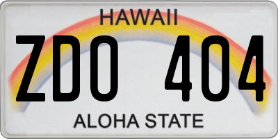 HI license plate ZDO404