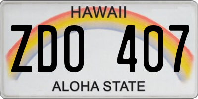 HI license plate ZDO407